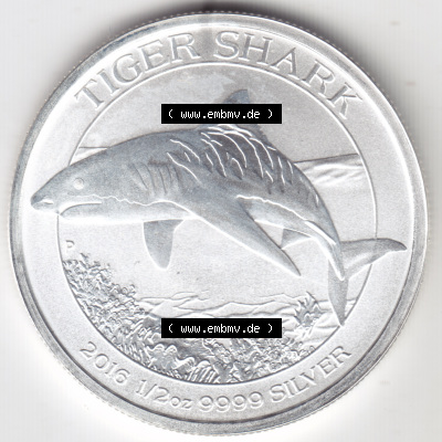 Münze Australien 50 Cent 1/2-OZ Silver, 1/2 Unze Silber 2016, Weisse Hai (1) Sammlung