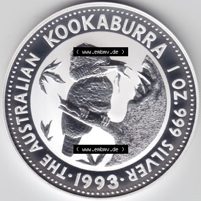 Münze Australien Kookaburra 1 Dollar 1-OZ 1993 (1) Sammlung