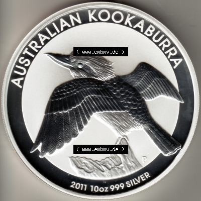 Münze Australien Kookaburra 10 Dollar 10-OZ Silver / 10 Unzen Silber 2011 (1) Sammlung