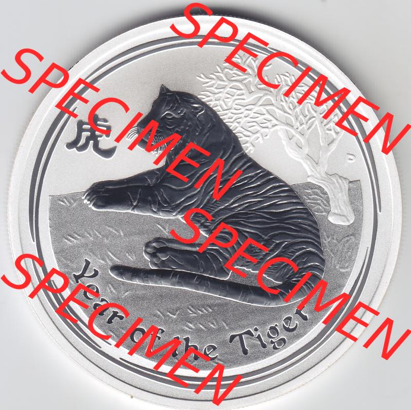 Münze Australien Lunar I. Silbermünze 2010, 1 Unze Tiger (1) Sammlung
