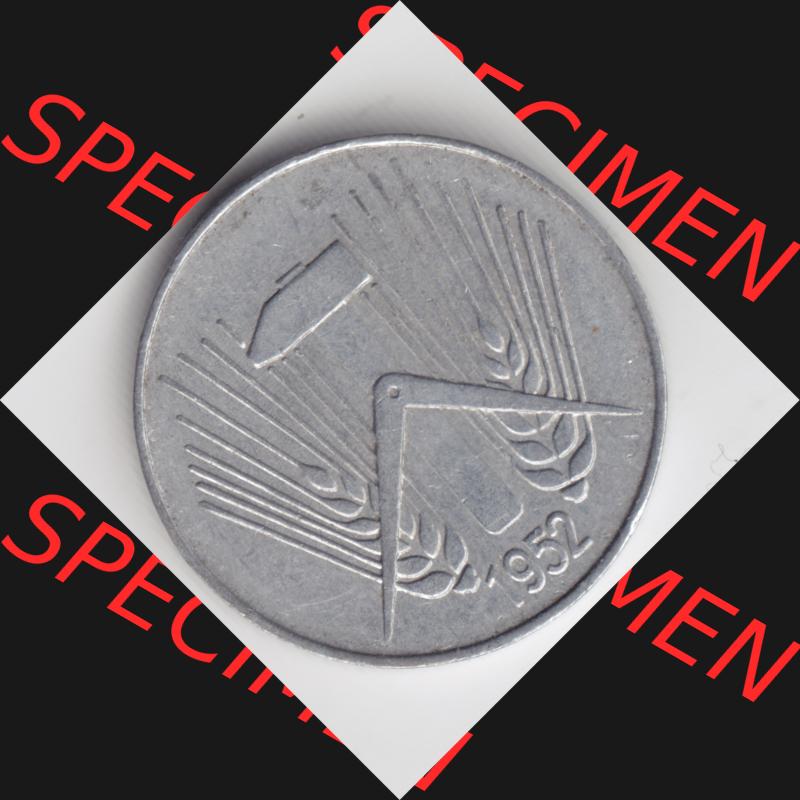 1952, A 10 Pfennig Münzen-Rückseite Deutschland der DDR, der Deutschen Demokratischen Republik, die DDR Münzen können auf EMBMV im Katalog katalogisiert und verwaltet... Sammlung