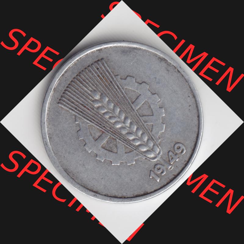 1949, A 50 Pfennig Münzen-Rückseite mit Wappen Deutschland der DDR, der Deutschen Demokratischen Republik Sammlung