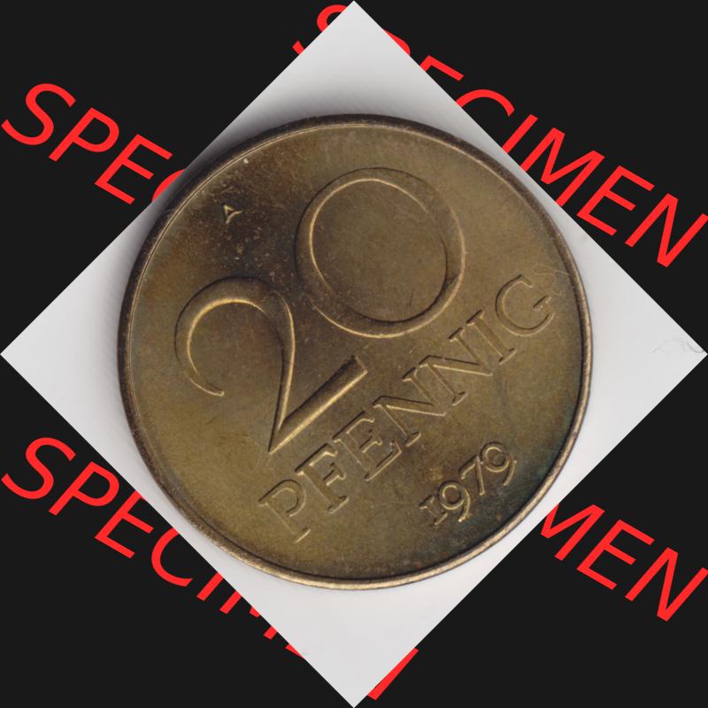 1969-1990, 20 Pfennig A, Münzen-Vorderseite mit Wert-Angabe auf einen Digitalen Bild, der Münze aus Deutschland der DDR, der Deutschen Demokratischen Republik, die... Sammlung