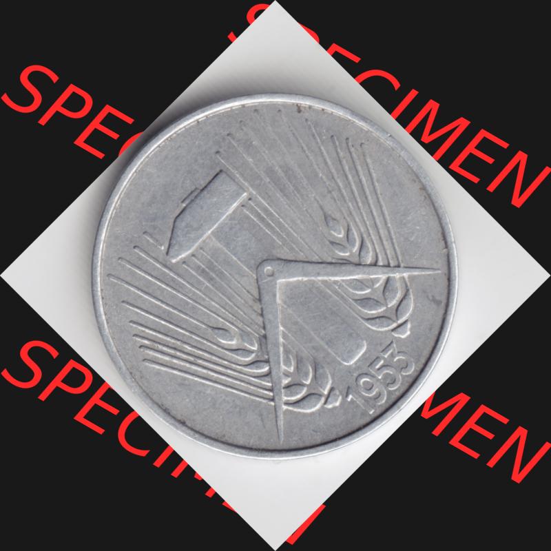 1953, A 10 Pfennig Münzen-Rückseite Deutschland der DDR, der Deutschen Demokratischen Republik, die DDR Münzen können auf EMBMV im Katalog katalogisiert und verwaltet... Sammlung