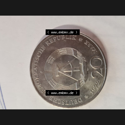 DDR 20 Mark Gedenkmünze 1972, Friedrich von Schiller 1759-1805 aus DDR Münzen Sammlung. (2) Sammlung