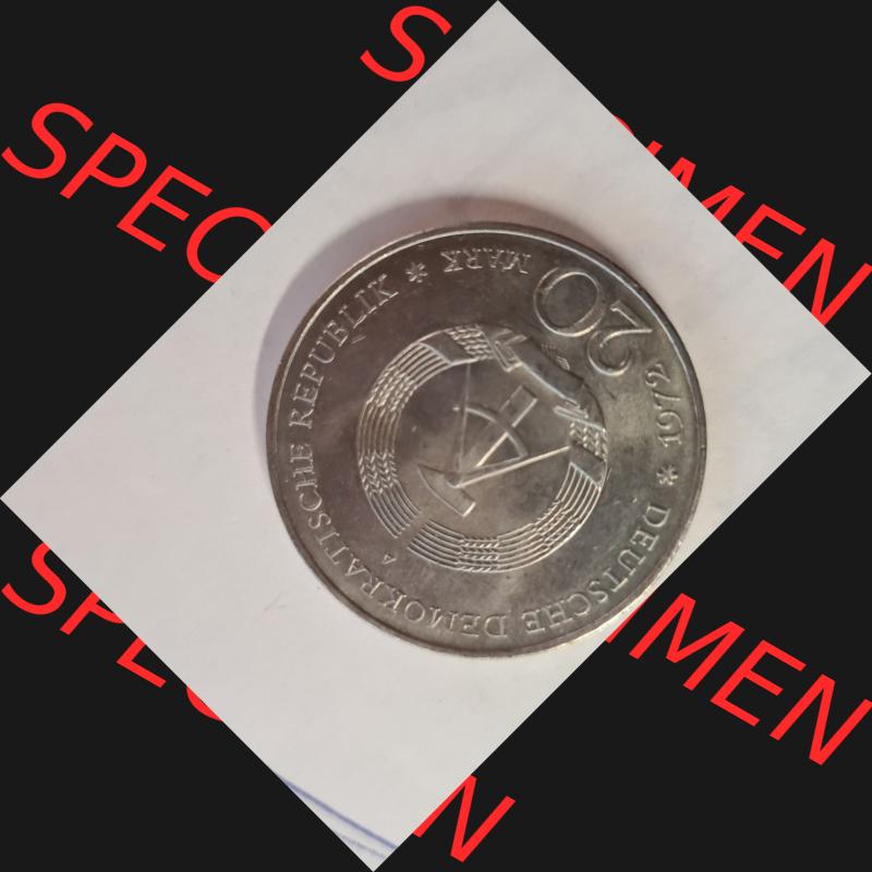 DDR 20 Mark Gedenkmünze 1972, Friedrich von Schiller 1759-1805 aus DDR Münzen Sammlung. (2) Sammlung