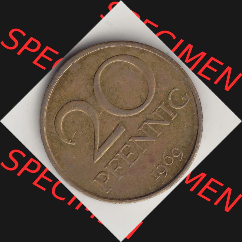 DDR Münze 1969-1990 Umlaufmünze / Kursmünze 1969-1990, 20 Pfennig 1969-3, DDR-Telefonmünze. Rückseite mit Wertzahl bzw. Nominalwert der 20 Pfennig... Sammlung