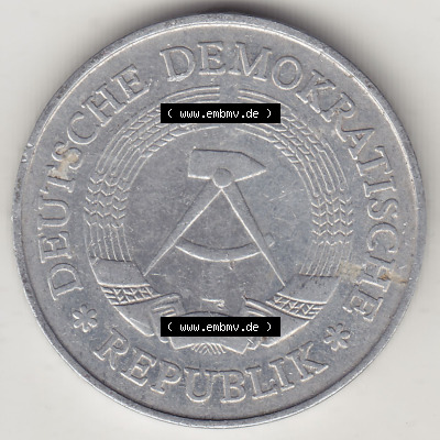 DDR Münze 1956-1990 Umlaufmünze / Kursmünze 1972-1990, A 1 Mark 1975. Vorderseite der 1-Mark Münzen der DDR. Hier im online... Sammlung