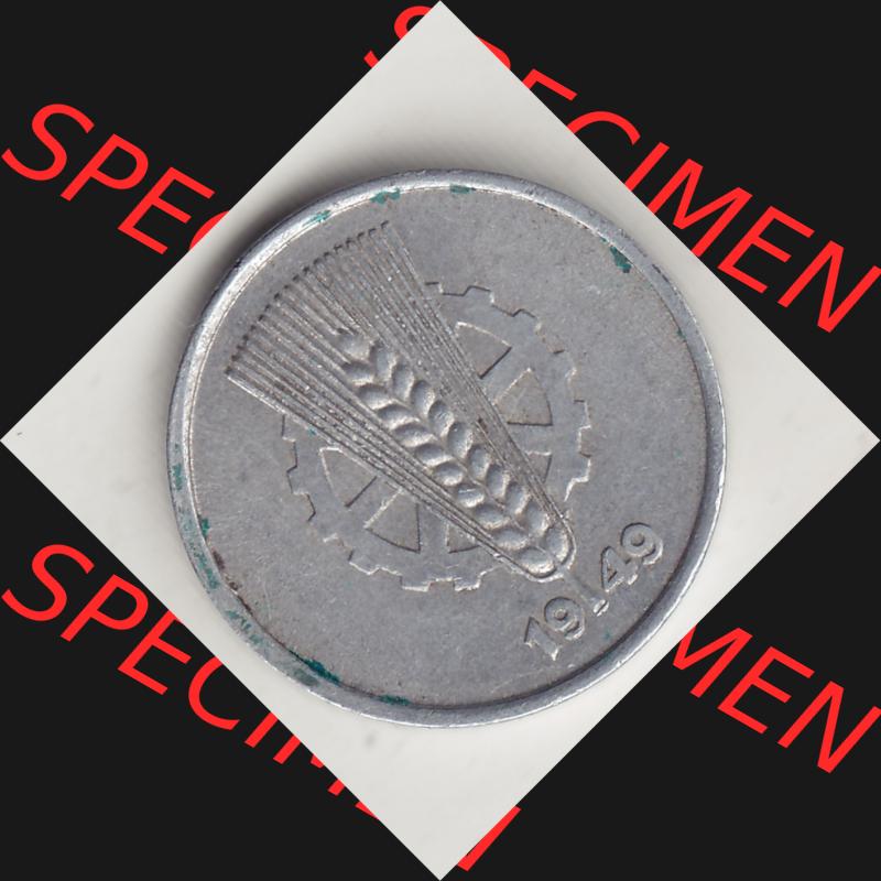 DDR Münze 1948-1990 Umlaufmünze / Kursmünze 1948-1950, A 5 Pfennig 1949-1. Vorderseite der 5 Pfennig Münze der DDR. Hier im online Katalog befinden sich 5 Pfennig-Stücke,... Sammlung