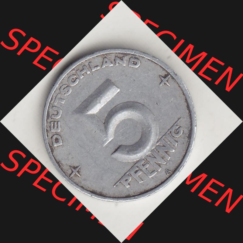 DDR Münze 1948-1990 Umlaufmünze / Kursmünze 1952-1953, A 5 Pfennig 1952-2. Rückseite der 5 Pfennig Münze der DDR. Hier im online Katalog befinden sich 5... Sammlung