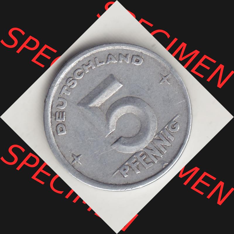DDR Münze 1948-1990 Umlaufmünze / Kursmünze 1948-1950, A 5 Pfennig 1948-1. Rückseite der 5 Pfennig Münze der DDR. Hier im online Katalog befinden sich 5... Sammlung