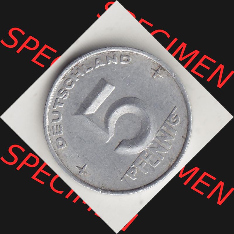 DDR Münze 1948-1990 Umlaufmünze / Kursmünze 1952-1953, A 5 Pfennig 1952-1. Rückseite der 5 Pfennig Münze der DDR. Hier im online Katalog befinden sich 5... Sammlung