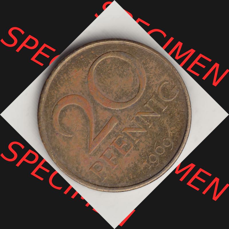 DDR Münze 1969-1990 Umlaufmünze / Kursmünze 1969-1990, 20 Pfennig 1969-1, DDR-Telefonmünze. Rückseite mit Wertzahl bzw. Nominalwert der 20 Pfennig... Sammlung