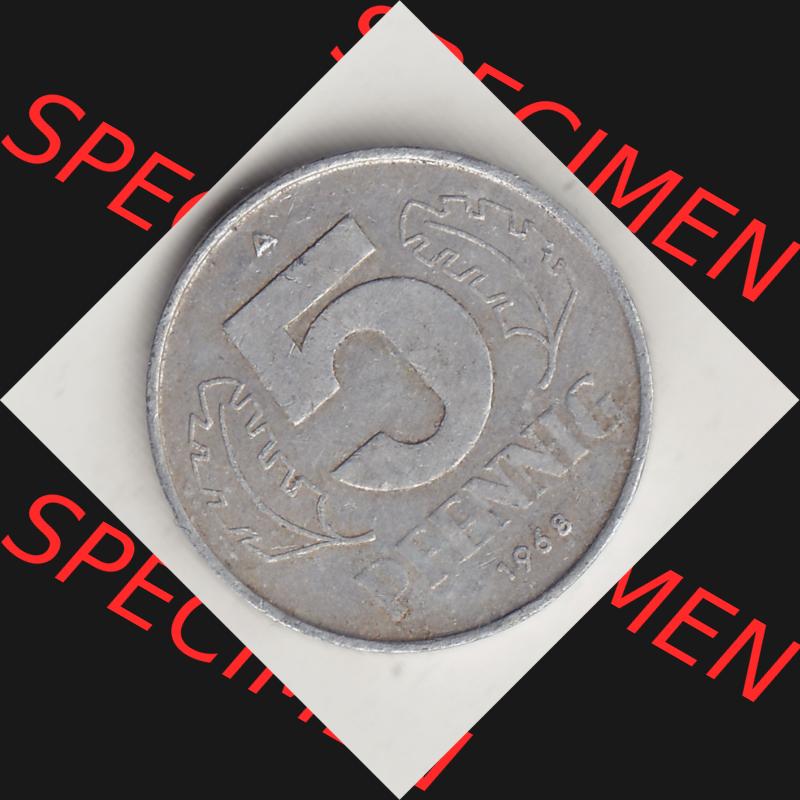 DDR Münze 1948-1990 Umlaufmünze / Kursmünze 1968-1990, A 5 Pfennig 1968-3. Rückseite der 5 Pfennig Münze der DDR. Hier im online Katalog befinden sich 5... Sammlung