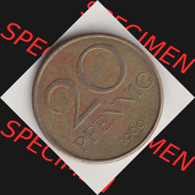 DDR Münze 1969-1990 Umlaufmünze / Kursmünze 1969-1990, 20 Pfennig 1969-2, DDR-Telefonmünze. Rückseite mit Wertzahl bzw. Nominalwert der 20 Pfennig... Sammlung