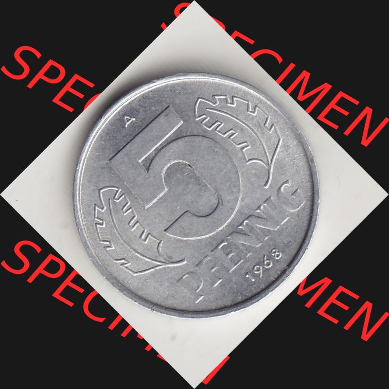 DDR Münze 1948-1990 Umlaufmünze / Kursmünze 1968-1990, A 5 Pfennig 1968-5. Rückseite der 5 Pfennig Münze der DDR. Hier im online Katalog befinden sich 5... Sammlung