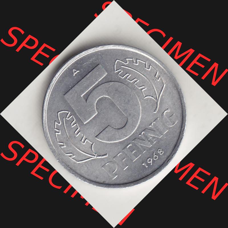 DDR Münze 1948-1990 Umlaufmünze / Kursmünze 1968-1990, A 5 Pfennig 1968-6. Rückseite der 5 Pfennig Münze der DDR. Hier im online Katalog befinden sich 5... Sammlung