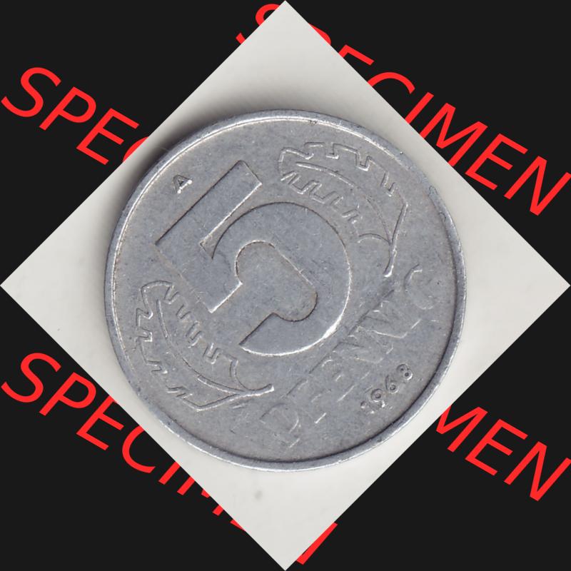 DDR Münze 1948-1990 Umlaufmünze / Kursmünze 1968-1990, A 5 Pfennig 1968-1. Rückseite der 5 Pfennig Münze der DDR. Hier im online Katalog befinden sich 5... Sammlung
