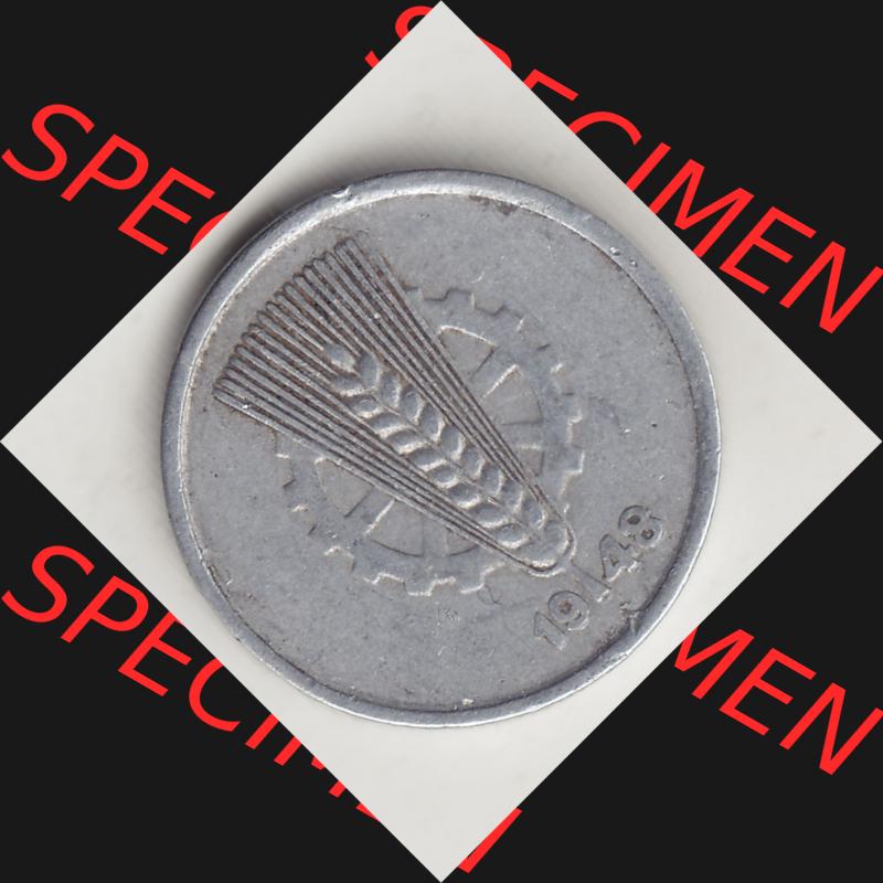DDR Münze 1948-1990 Umlaufmünze / Kursmünze 1948-1950, A 5 Pfennig 1948-1. Vorderseite der 5 Pfennig Münze der DDR. Hier im online Katalog befinden sich 5 Pfennig-Stücke,... Sammlung