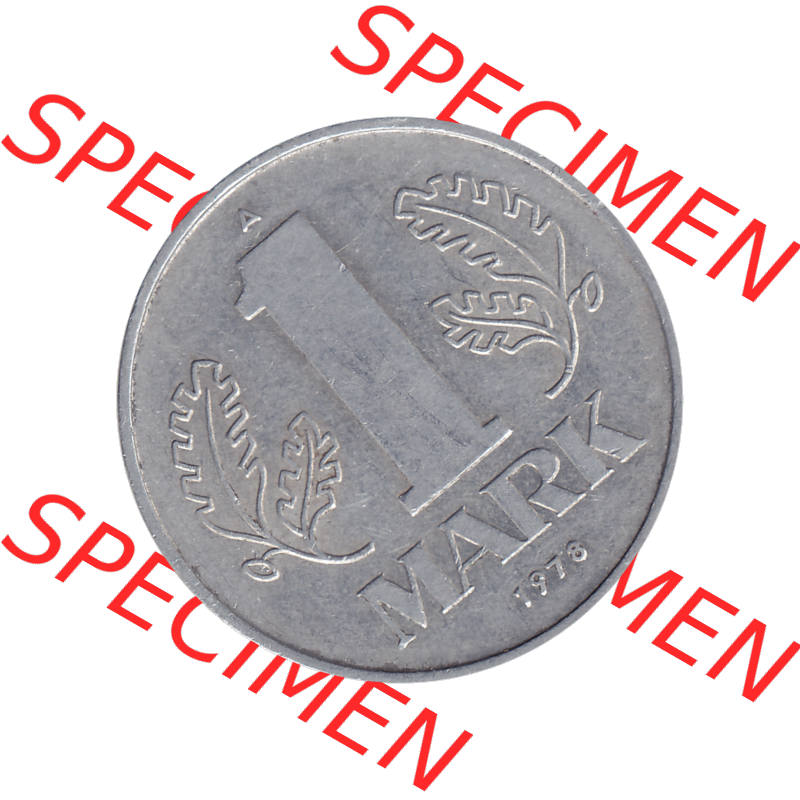 DDR Münze Umlaufmünze / Kursmünze 1972-1990, A 1 Mark 1978-01. Bildmaterial als transparente PNG-Grafik mit der Rückseite mit Wertzahl bzw. Nominalwert der 1... Sammlung