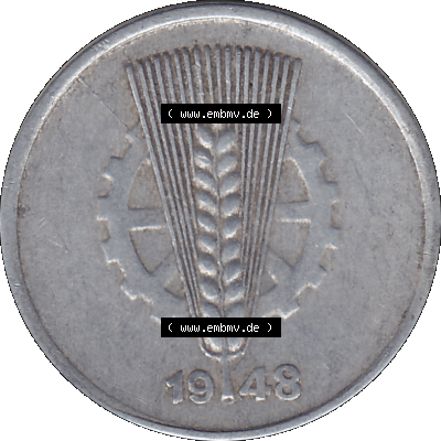 DDR Münze 1948-1990 Umlaufmünze / Kursmünze 1948-1950, Mzz. A für Berlin der DDR 5 Pfennig 1948, Fünf Pfennig DDR (GDR) Münzen Sammlung