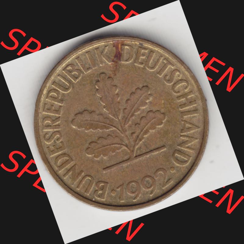 BRD-Münze 1990-2001, 10 Pfennig 1992 A , Rückseite der 10 Pfennig Münze, den Münzen in der Deutschen Mark der Bundesrepublik Deutschland Sammlung