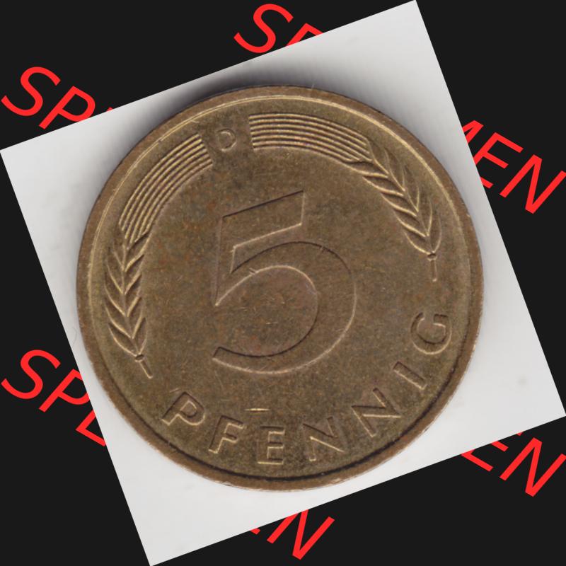 Münze der BRD Deutschland Umlaufmünze 1950-2001, 5 Pfennig 1976 D Sammlung