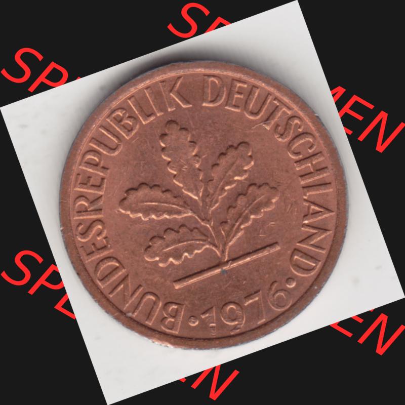 Münze der BRD Deutschland Umlaufmünze 1950-2001 1 Pfennig 1976 D (2) Sammlung