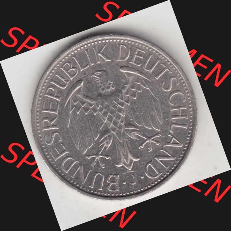 Münze der BRD Deutschland Umlaufmünze 1950-2001, 1 Deutsche Mark 1989 J , Rückseite der Deutschen Mark Münze der Bundesrepublik Deutschland Sammlung