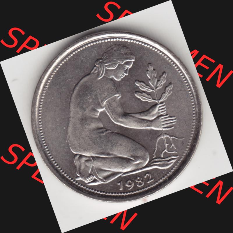 Münze der BRD Deutschland Umlaufmünze 1950-2001, 50 Pfennig 1982 J (2) Sammlung