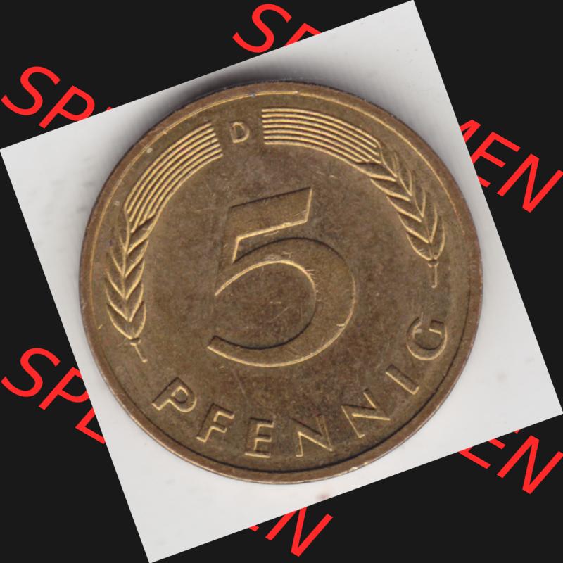Münze der BRD Deutschland Umlaufmünze 1950-2001, 5 Pfennig 1995 D Sammlung
