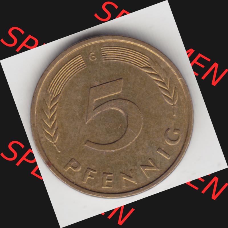 Münze der BRD Deutschland Umlaufmünze 1950-2001, 5 Pfennig 1989 G Sammlung