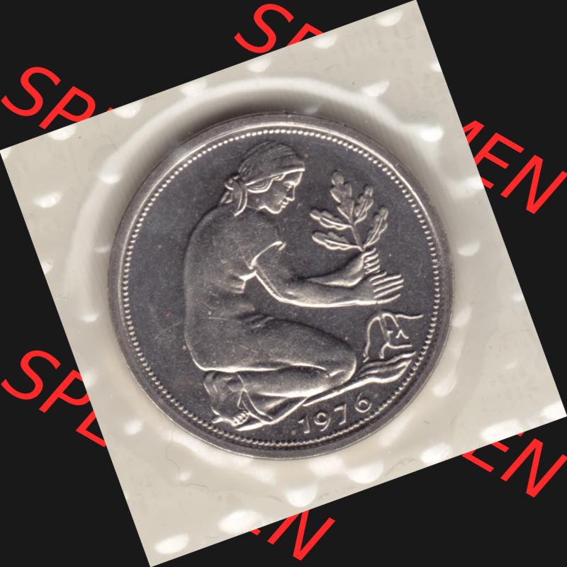 Münze der BRD Deutschland Umlaufmünze 1976, 50 Pfennig (2) Sammlung