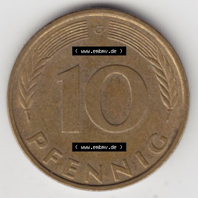 Münze der BRD Deutschland Umlaufmünze 1950-2001, 10 Pfennig 1989 G Sammlung