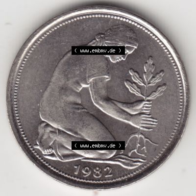 Münze der BRD Deutschland Umlaufmünze 1950-2001, 50 Pfennig 1982 J (2) Sammlung