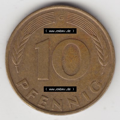 Münze der BRD Deutschland Umlaufmünze 1950-2001, 10 Pfennig 1979 G Sammlung