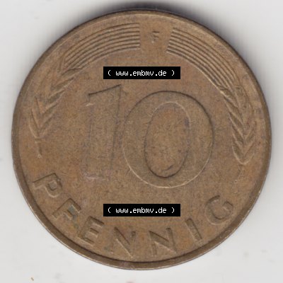 Münze der BRD Deutschland Umlaufmünze 1950-2001, 10 Pfennig 1978 F Sammlung