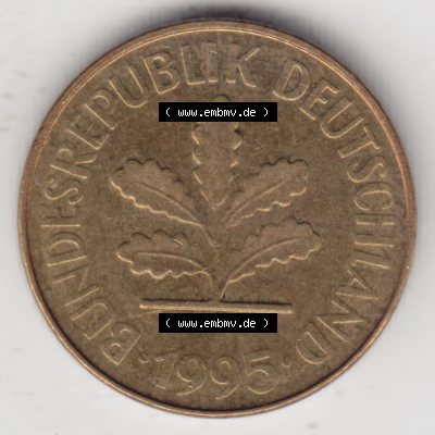 Münze der BRD Deutschland Umlaufmünze 1950-2001, 5 Pfennig 1995 A (2) Sammlung