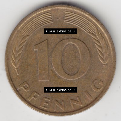 Münze der BRD Deutschland Umlaufmünze 1950-2001, 10 Pfennig 1989 J Sammlung