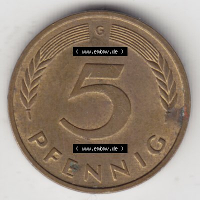 Münze der BRD Deutschland Umlaufmünze 1950-2001, 5 Pfennig 1982 G Sammlung