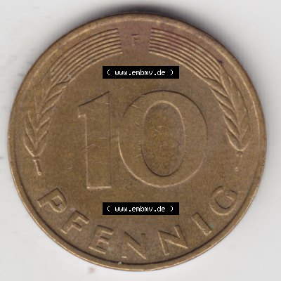 Münze der BRD Deutschland Umlaufmünze 1950-2001, 10 Pfennig 1980 F Sammlung