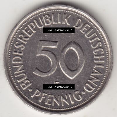 Münze der BRD Deutschland Umlaufmünze 1950-2001, 50 Pfennig 1984 F I Sammlung