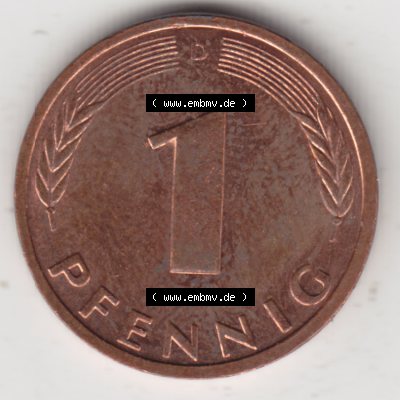Münze der BRD Deutschland Umlaufmünze 1950-2001, 1 Pfennig 1992 D Sammlung