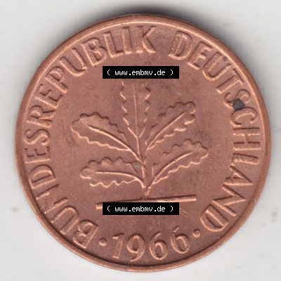 Münze der BRD Deutschland Umlaufmünze 1950-2001, 1 Pfennig 1966 G (2) Sammlung