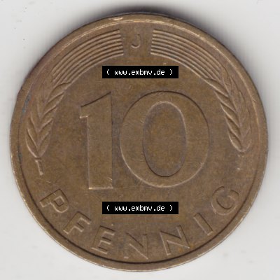 Münze der BRD Deutschland Umlaufmünze 1950-2001, 10 Pfennig 1993 J Sammlung