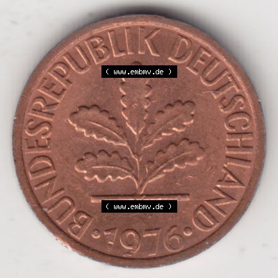 Münze der BRD Deutschland Umlaufmünze 1950-2001 1 Pfennig 1976 D (2) Sammlung