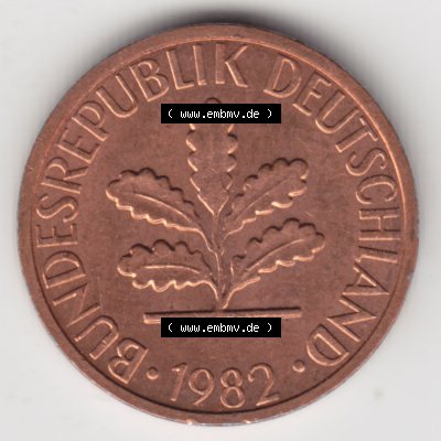 Münze der BRD Deutschland Umlaufmünze 1950-2001, 1 Pfennig 1982 J (2) Sammlung