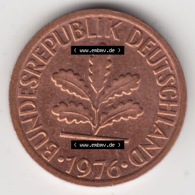 Münze der BRD Deutschland Umlaufmünze 1950-2001, 1 Pfennig 1976 F (2) Sammlung