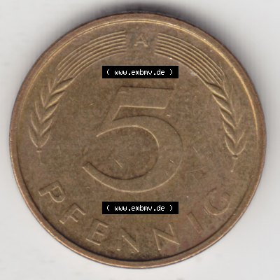 Münze der BRD Deutschland Umlaufmünze 1950-2001, 5 Pfennig 1995 A Sammlung