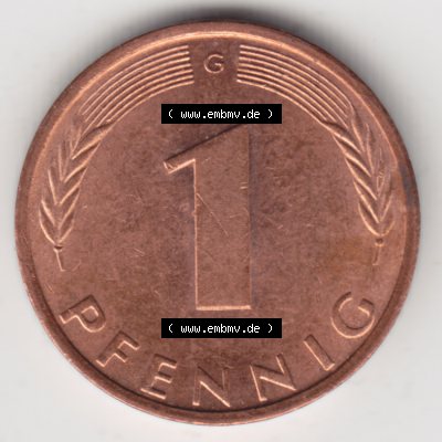 Münze der BRD Deutschland Umlaufmünze 1950-2001, 1 Pfennig 1976 G Sammlung